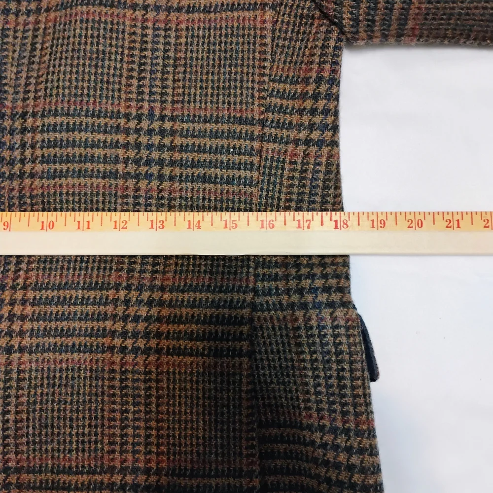 Men's Short Stature/Boys Husky John Weitz Vintage Brown Plaid Blazer - Picture 12 of 16